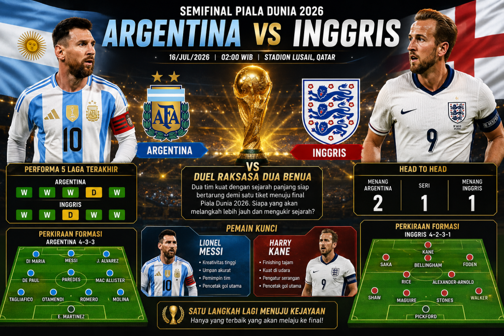 Prediksi Argentina vs Inggris